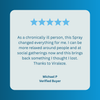 Five-star review for Viraleze product on a blue background
